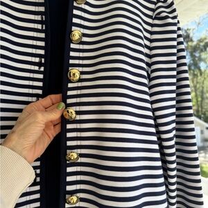 Navy and White Striped Jacket with Gold Buttons runs like a S/M